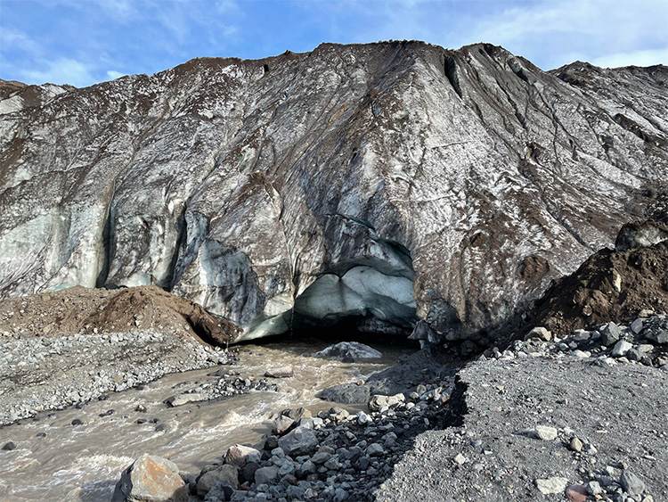 De voet van de gletsjer Fláajökull Votnajokull