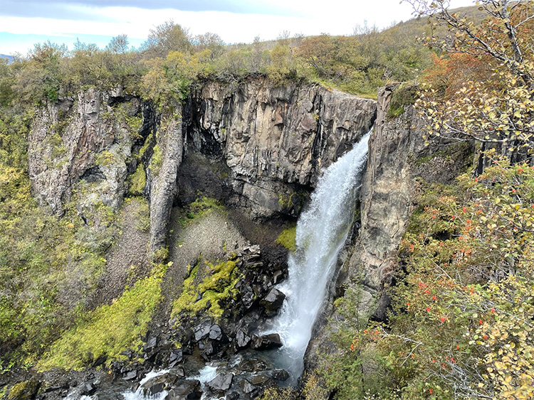Onderweg naar Svartifoss tref je 2 watervallen - Hundafoss en Magnúsarfoss